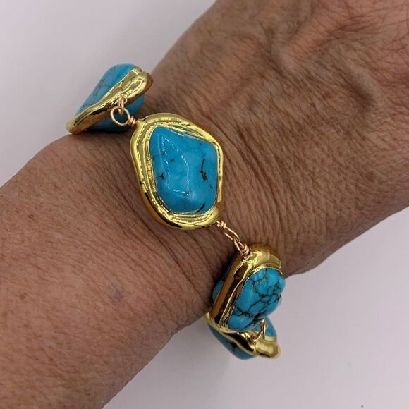 Bracelet, new, no tags, real white turquoise, adjustable size, beach,  boho - Picture 11 of 16